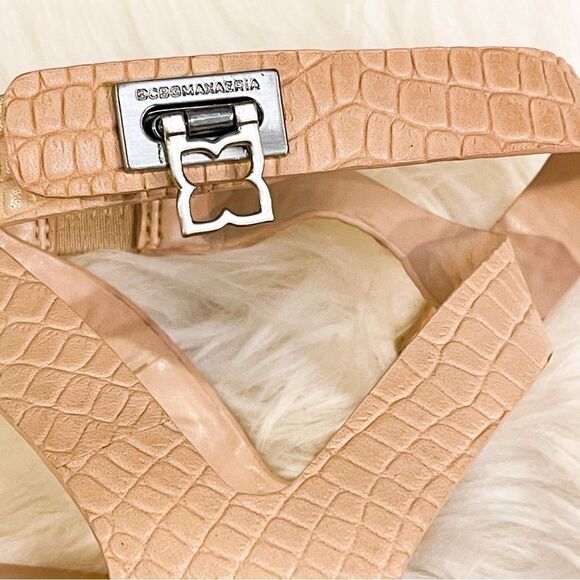 🍋 BCBG • Women’s Croc Embossed Flat Summer Sandals w/Ankle Strap in Blue Size 9 - Picture 7 of 12